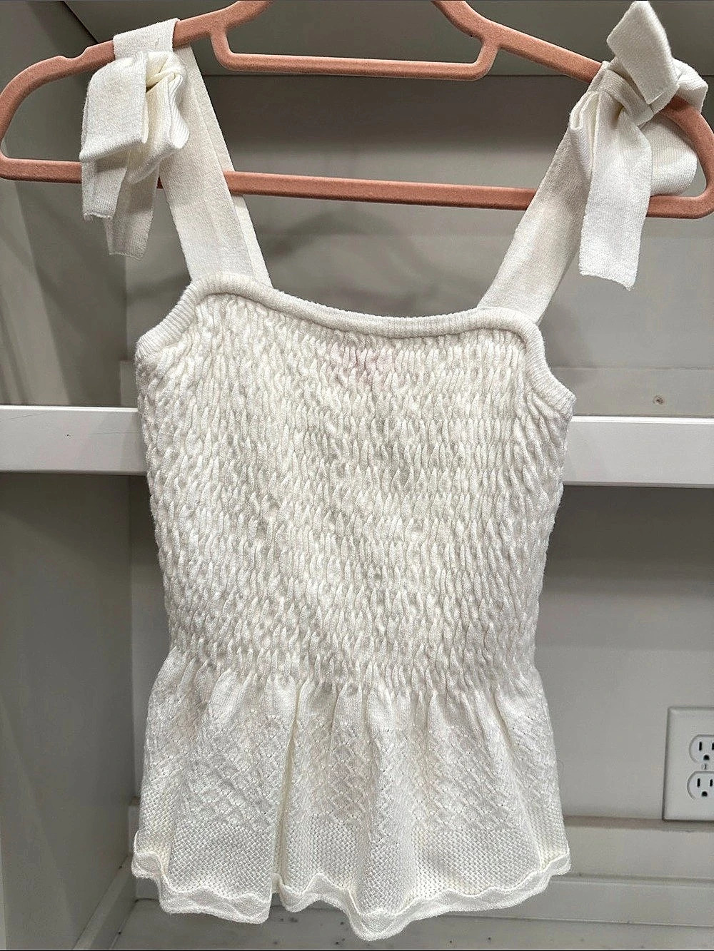 Pink Lily small White Smocked Casual top. Like new